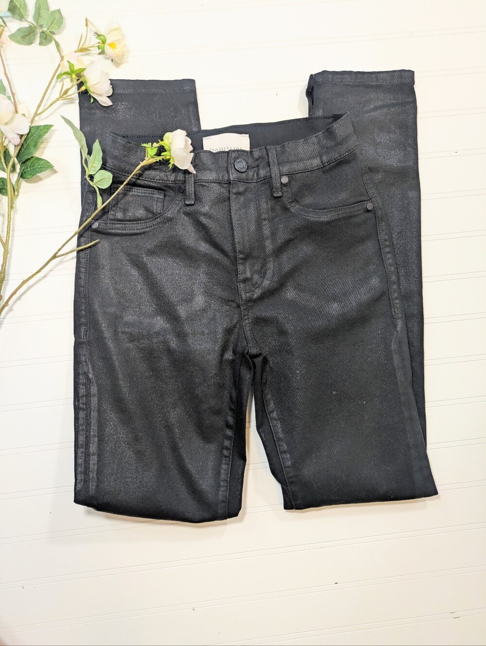 Habitual Black Coated High Waist Skinny Jeans